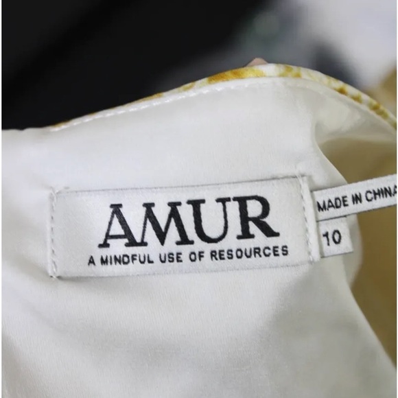 NWT AMUR Fit and Flare Puff Sleeve Mini Dress Marigold Dandelion Size US 10 - Picture 12 of 13